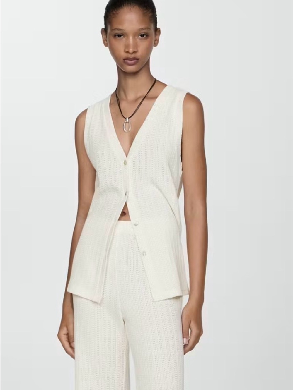 MNG CROCHET WAISTCOAT WITH BUTTONS NWT Size XS